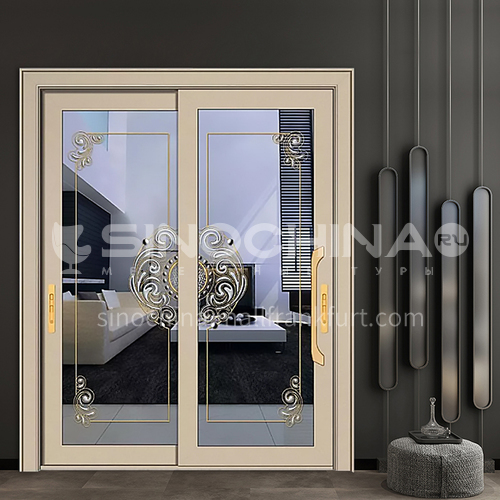 1.4mm aluminum alloy two-track sliding door classical design decorative glass